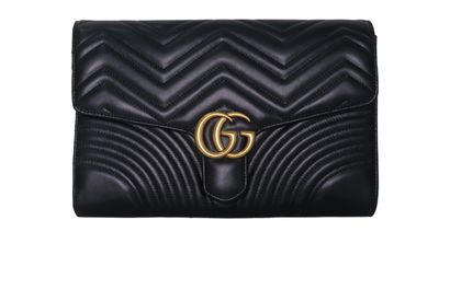 GG Marmont Clutch, &pound;620, Handbags, Black, Leather, Front view